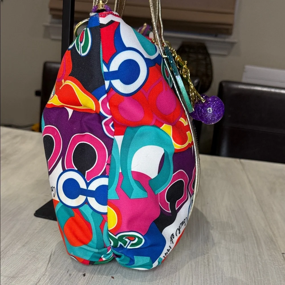 Coach Poppy Graffiti Glam C Multicolor Tote with Gold Handles EUC